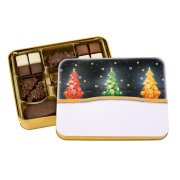 Metal Gift Tin with Cookies – Glowing Christmas Trees Metal Gift Tin with Cookies – Glowing Christmas Trees