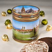 Nuremberg city-design gingerbread tin with Elisen Lebkuchen coated in chocolate and sugar glaze Nuremberg city-design gingerbread tin with Elisen Lebkuchen coated in chocolate and sugar glaze
