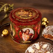 Premium gingerbread tin in elegant Imperial "Kaiser" design – filled with chocolate-glazed and sugar-glazed gingerbread Premium gingerbread tin in elegant Imperial "Kaiser" design – filled with chocolate-glazed and sugar-glazed gingerbread
