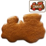 Train-shaped gingerbread blank, 12 cm, with design example Train-shaped gingerbread blank, 12 cm, with design example