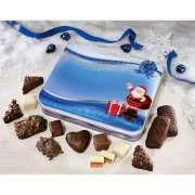 Gingerbread gift tin in timeless Christmas design surrounded by Lebkuchen and confectionery Gingerbread gift tin in timeless Christmas design surrounded by Lebkuchen and confectionery