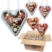 Gingerbread Heart Mixed Box - 14cm - Oktoberfest sayings in different variations Gingerbread Heart Mixed Box - 14cm - Oktoberfest sayings in different variations