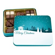 "Merry Christmas" Metal Tin with Cookies - personalized with logo "Merry Christmas" Metal Tin with Cookies - personalized with logo